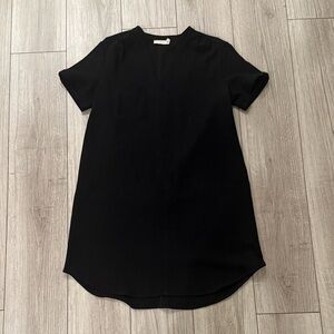 Lush Women’s Black V-Neck Short Sleeve with Pocket Polyester Dress XS